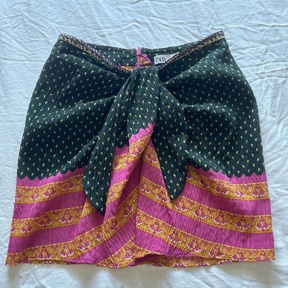 NEW Zara Sarong Style Boho Mini Skirt- Size M - Picture 10 of 15